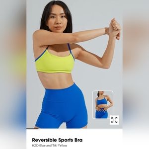 BuffBunny Reversible Sports Bra H20 Blue/Tiki Yellow Size Large